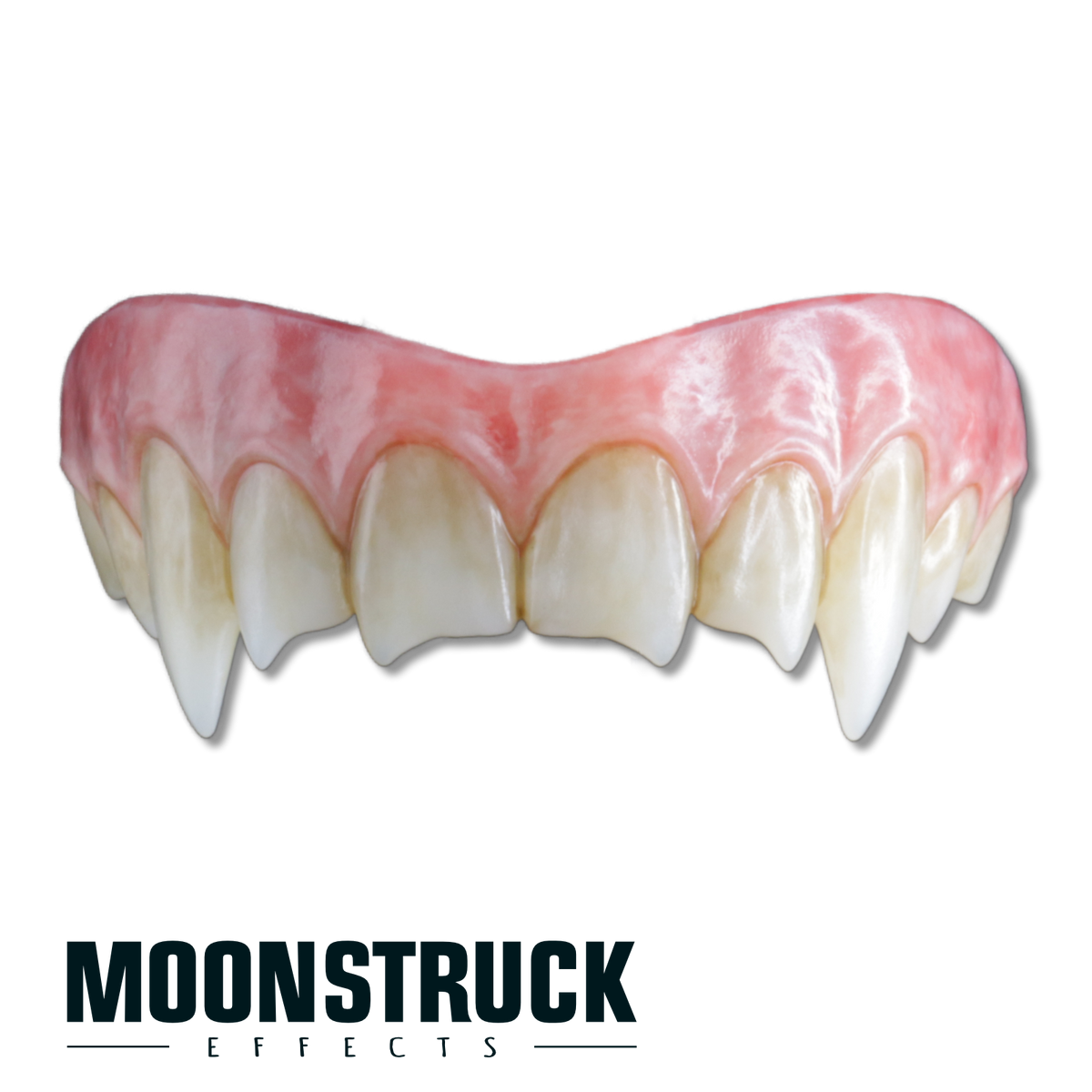 Hellmouth Teeth upper vampire FX teeth in Relic finish with aged staining, long canines and uneven front edges
